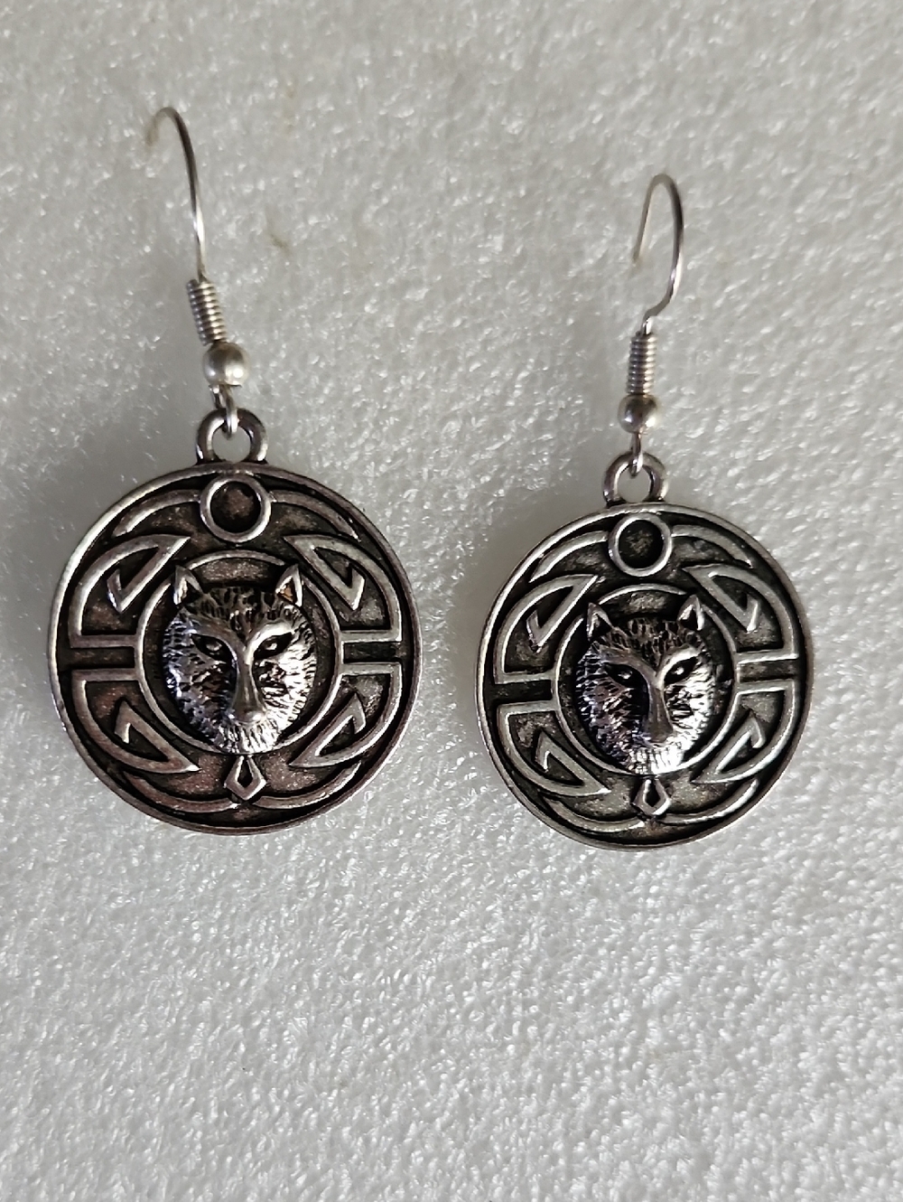 Hand Crafted Silver Fox Celtic Drop Earrings